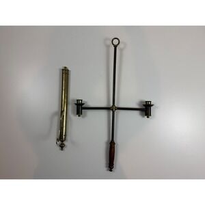 RARE CHURCH PROCESSIONAL CANDLE HOLDER BRASS CROSS CANDELABRA WOOD HANDLE